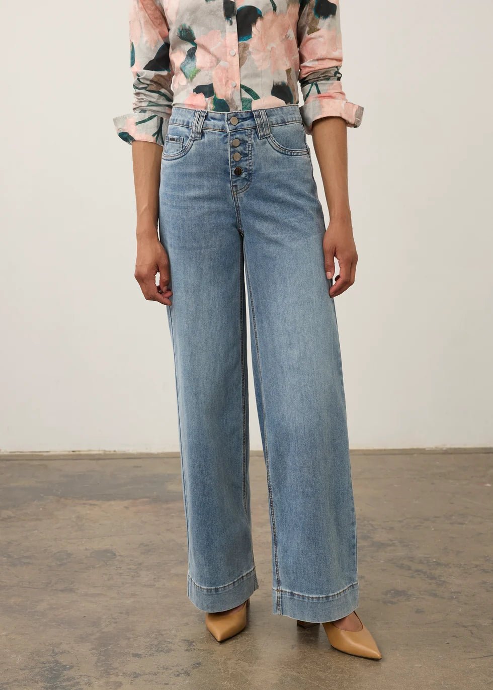 FDJ Olivia Wide Leg Denim | Medium Blue