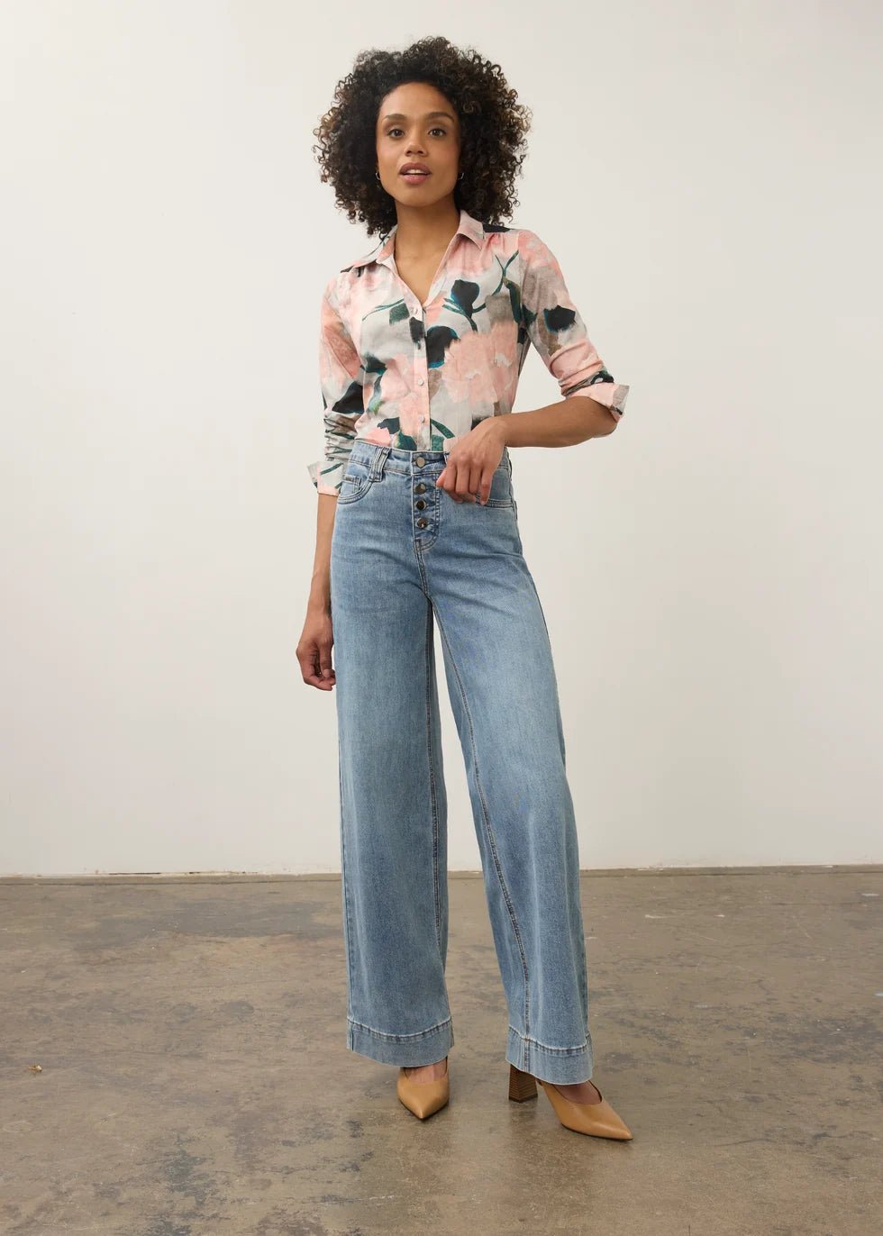 FDJ Olivia Wide Leg Denim | Medium Blue