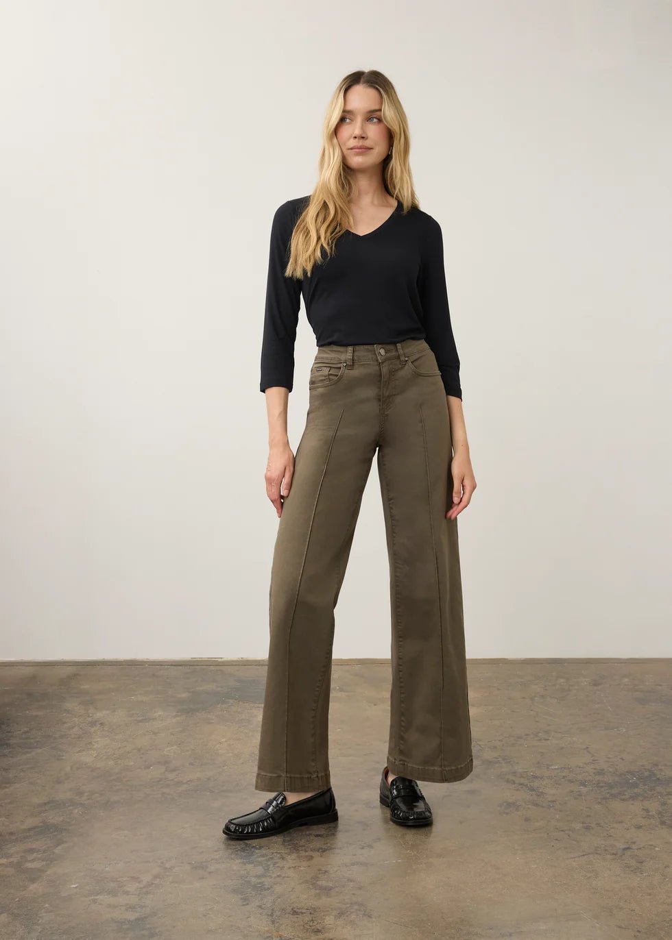 FDJ Olivia Wide Leg Denim | Olive - Juli's Wearable Art