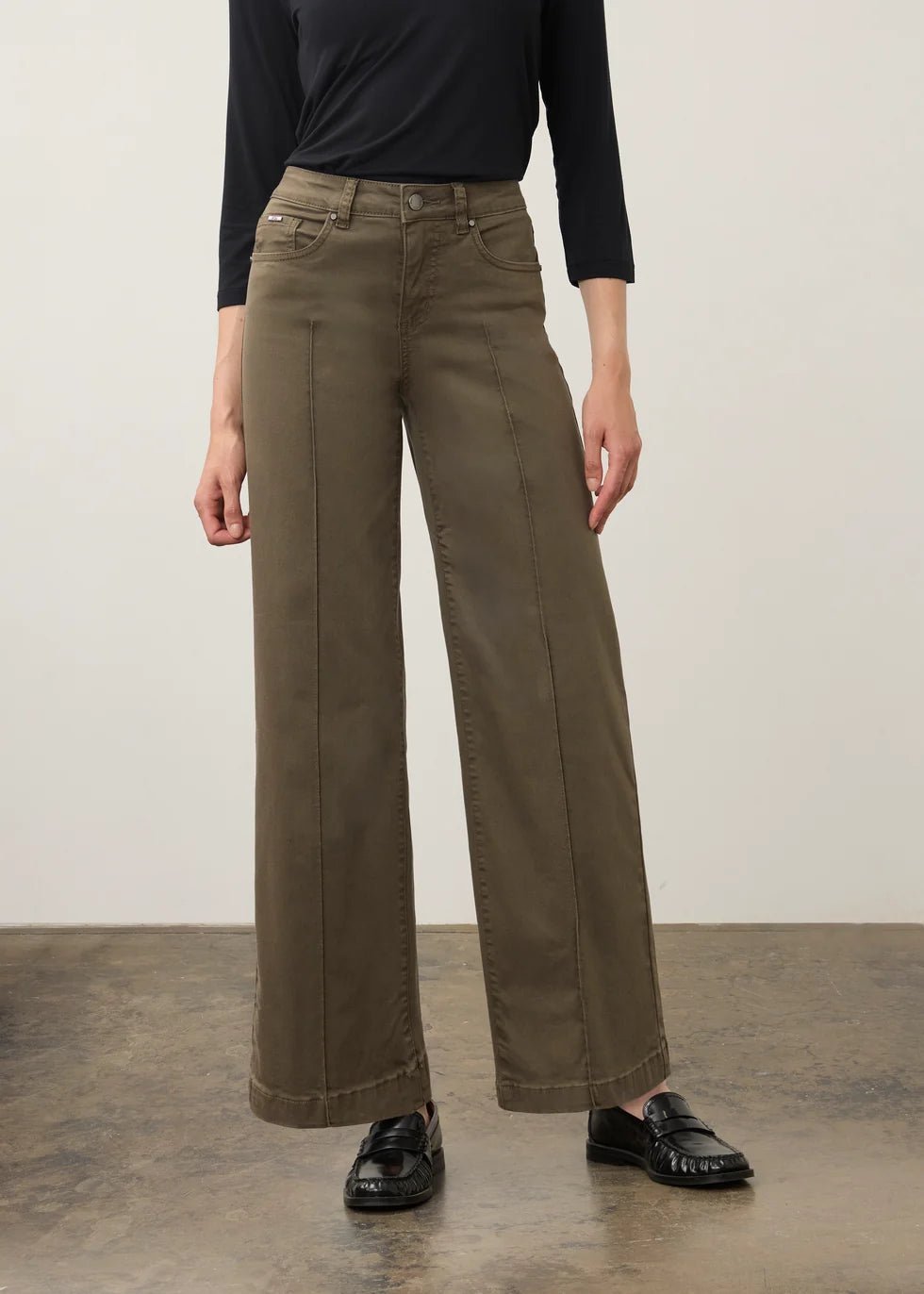 FDJ Olivia Wide Leg Denim | Olive - Juli's Wearable Art