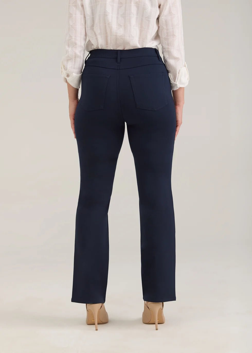 FDJ Petite | Ponte Suzanne Straight Leg Pant | Navy - Juli's Wearable Art