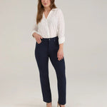 FDJ Petite | Ponte Suzanne Straight Leg Pant | Navy - Juli's Wearable Art