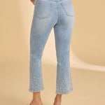 FDJ Pull - On Boot Crop Denim | Medium Blue | Pearl Embellishment - Juli's Wearable Art