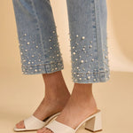 FDJ Pull - On Boot Crop Denim | Medium Blue | Pearl Embellishment - Juli's Wearable Art