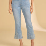 FDJ Pull - On Boot Crop Denim | Medium Blue | Pearl Embellishment - Juli's Wearable Art