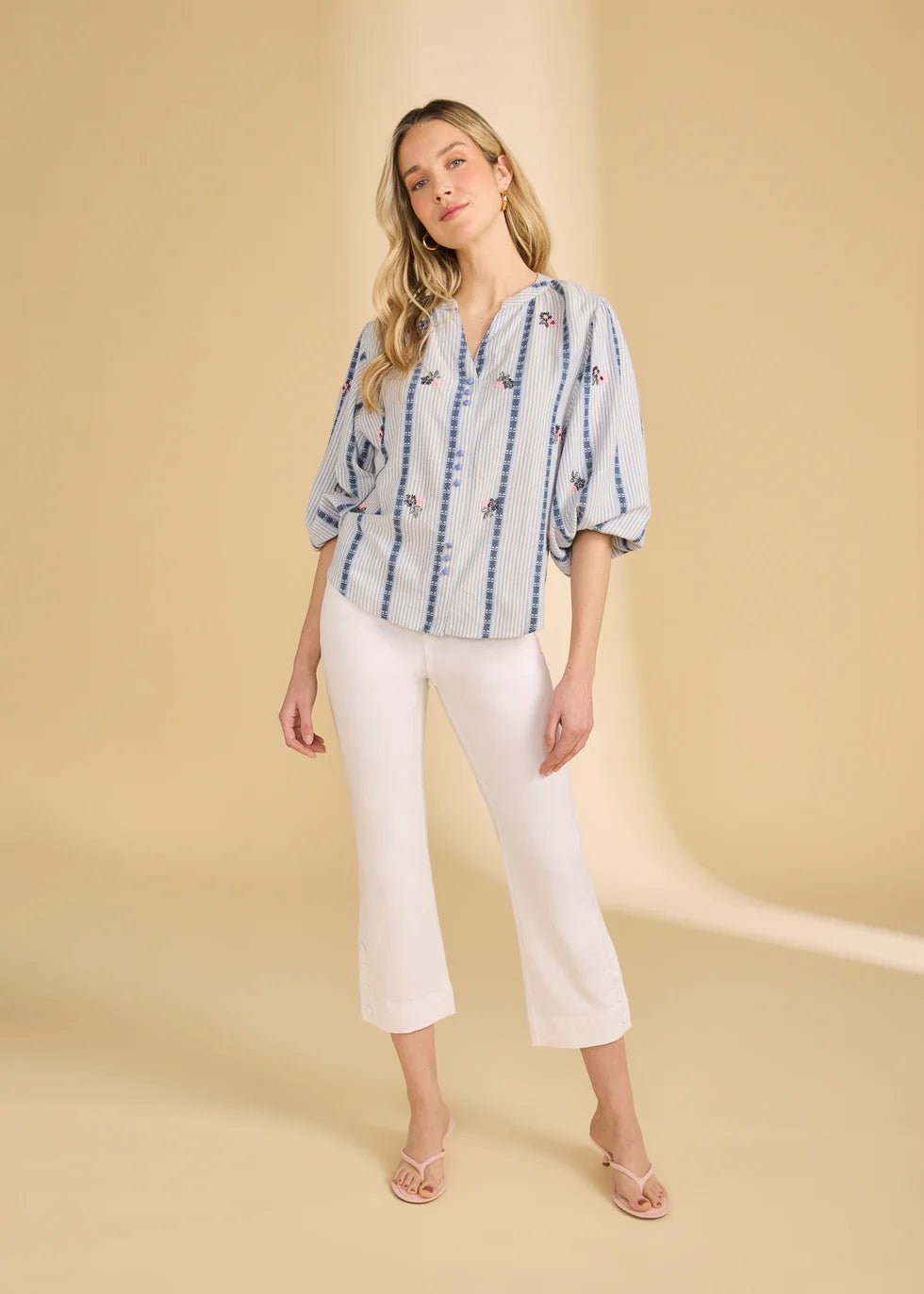 FDJ Pull - On Boot Crop Denim | White - Juli's Wearable Art