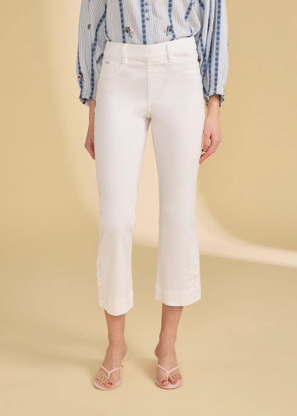 FDJ Pull-On Boot Crop Denim | White