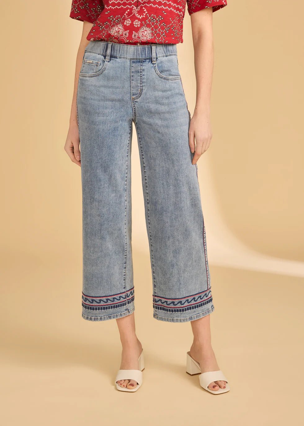 FDJ Pull-On Wide Crop Denim | Medium Wash