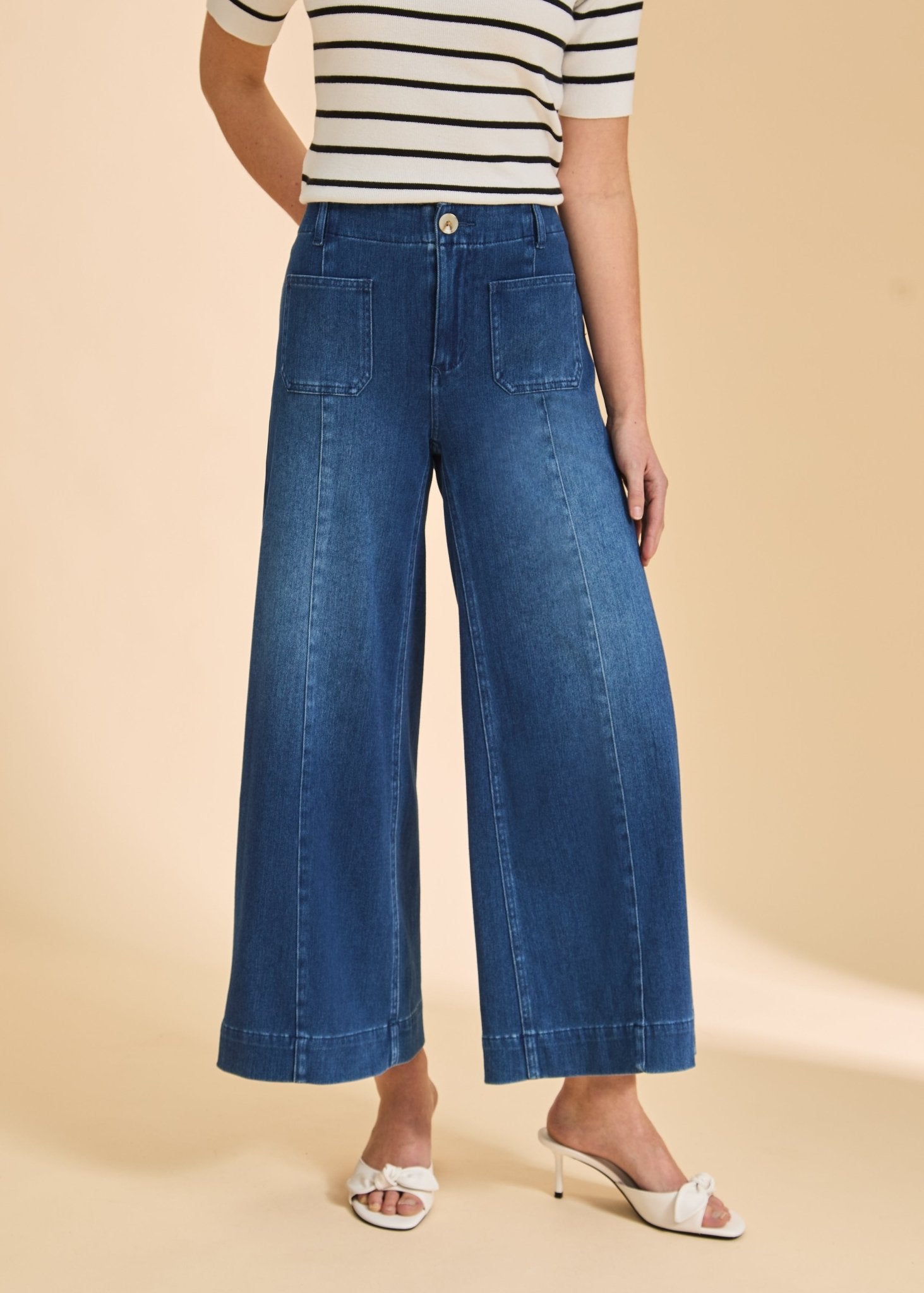 FDJ Pull - on Wide Leg Crop Jeans | Blue Denim - Juli's Wearable Art