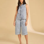 FDJ Sleeveless Scalloped Shirt | Pale Wash - Juli's Wearable Art