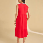 FDJ Sleeveless Tiered Midi Dress | Lava Red - Juli's Wearable Art