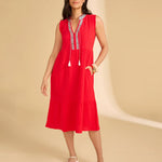 FDJ Sleeveless Tiered Midi Dress | Lava Red - Juli's Wearable Art