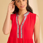 FDJ Sleeveless Tiered Midi Dress | Lava Red - Juli's Wearable Art