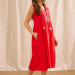 FDJ Sleeveless Tiered Midi Dress | Lava Red - Juli's Wearable Art