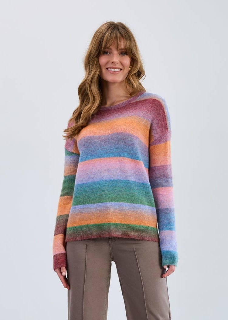 FDJ Spacedye Sweater – Brixton Multi Stripe - Juli's Wearable Art