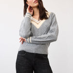 FDJ Sparkle V-Neck Sweater | Metallic Gray - Juli's Wearable Art