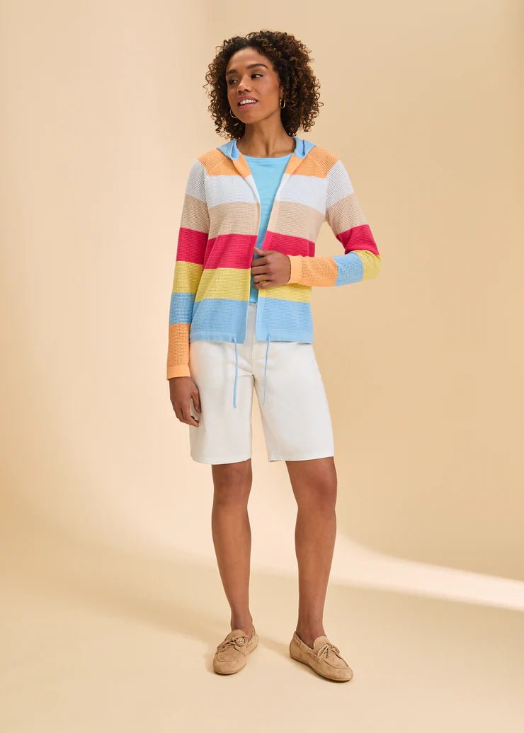 FDJ Striped Hooded Cardigan | Spritz Stripes - Juli's Wearable Art