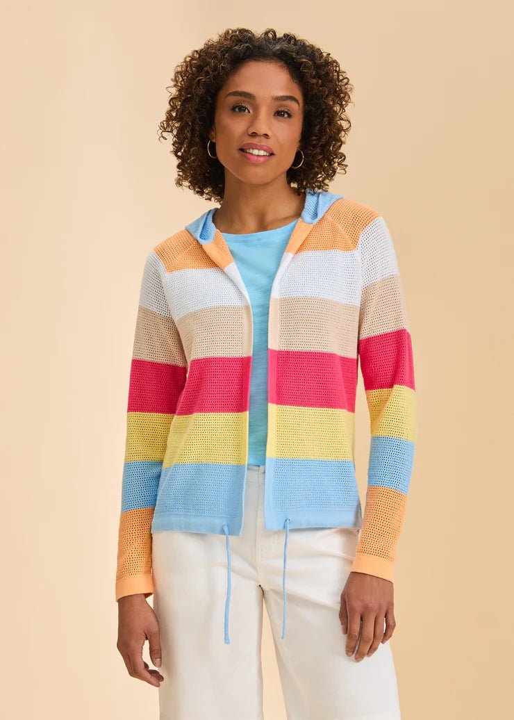 FDJ Striped Hooded Cardigan | Spritz Stripes - Juli's Wearable Art