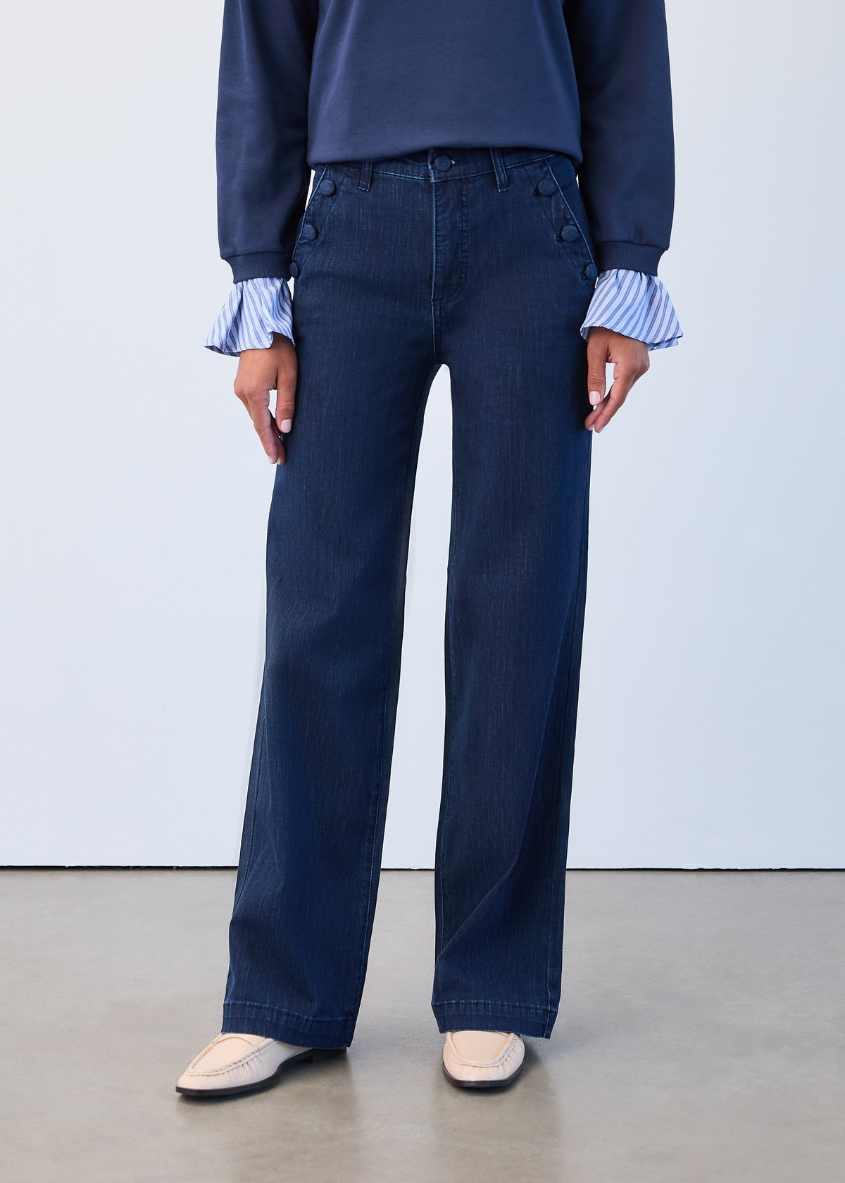 FDJ Suzanne Wide Leg Trouser - Dark Blue - Juli's Wearable Art