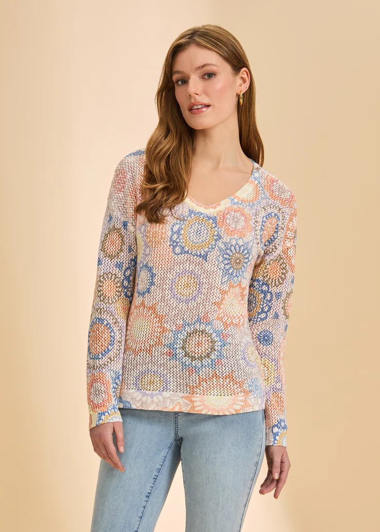 FDJ V - Neck Printed Sweater | Dream Catcher - Juli's Wearable Art