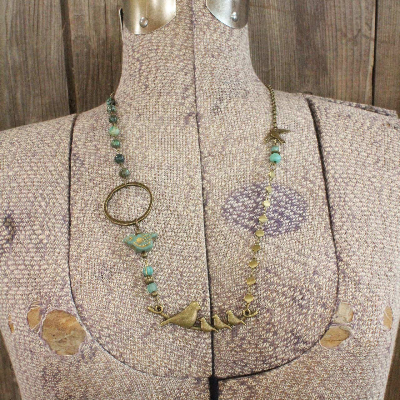 Flocked Together Jade Czech Necklace - Juli's Wearable Art