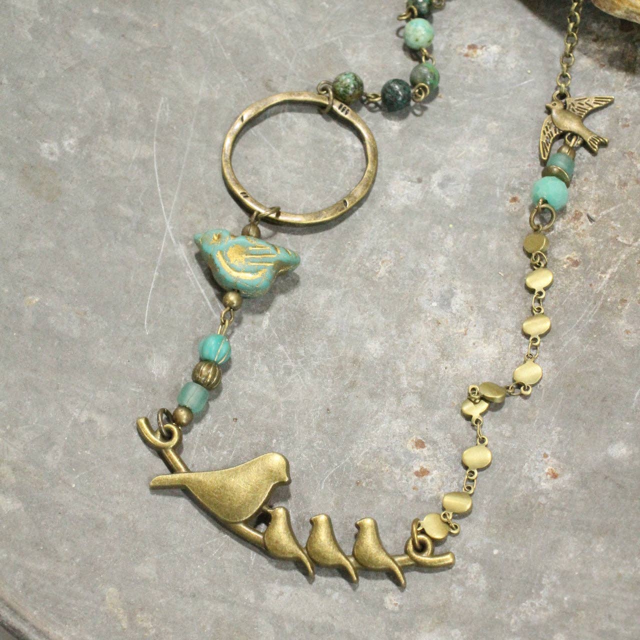 Flocked Together Jade Czech Necklace - Juli's Wearable Art