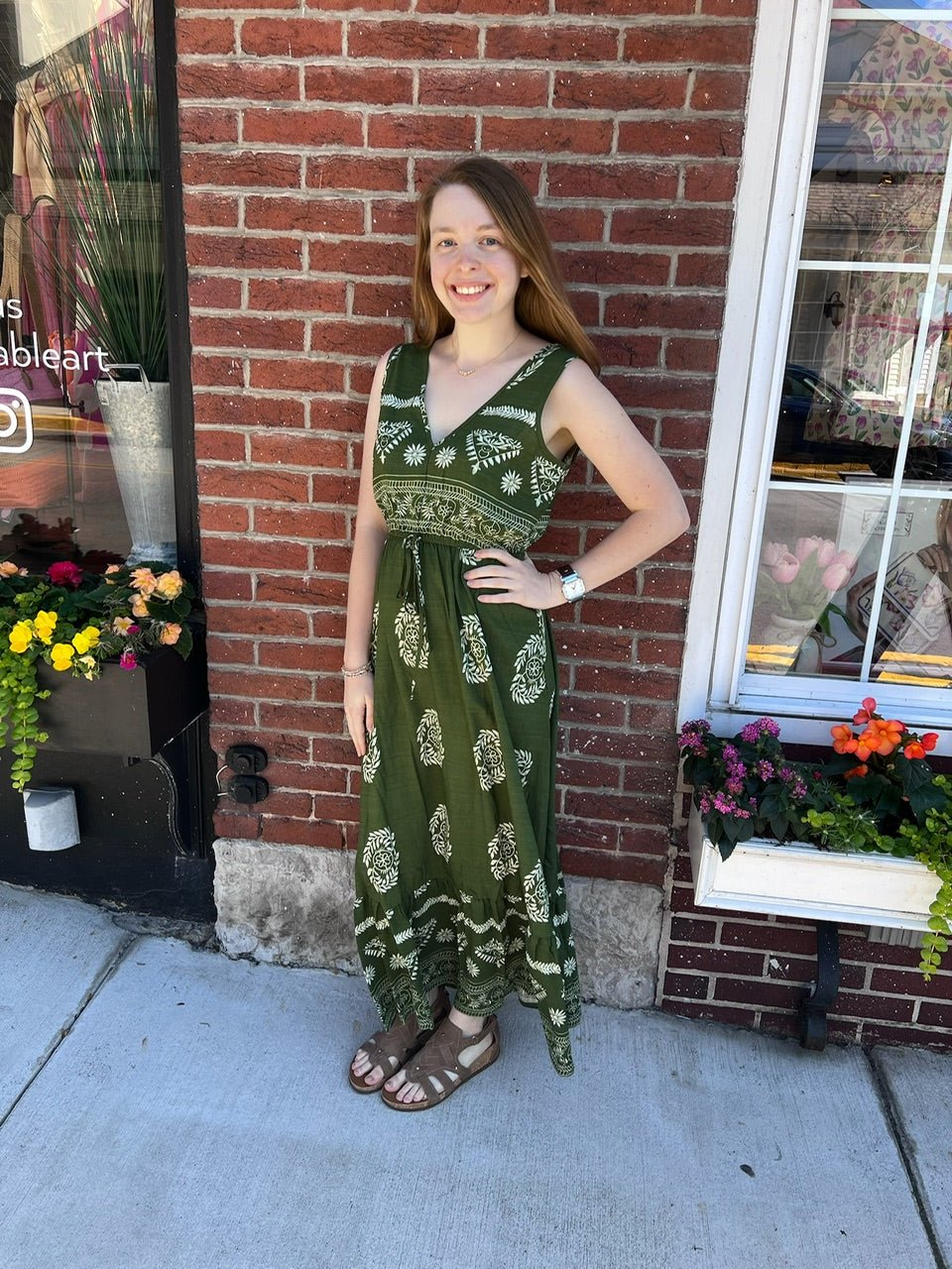 "Floral Inspired" Sleeveless V-Neck Maxi Dress
