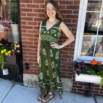 "Floral Inspired" Sleeveless V - Neck Maxi Dress - Juli's Wearable Art