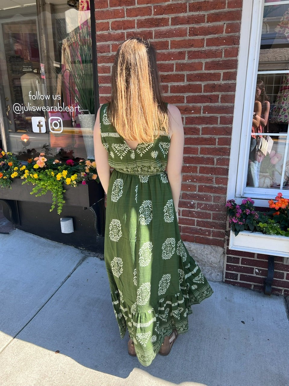 "Floral Inspired" Sleeveless V - Neck Maxi Dress - Juli's Wearable Art