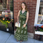 "Floral Inspired" Sleeveless V - Neck Maxi Dress - Juli's Wearable Art