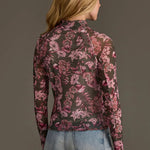 Floral Mesh Mock Neck Top | Olive & Pink - Juli's Wearable Art