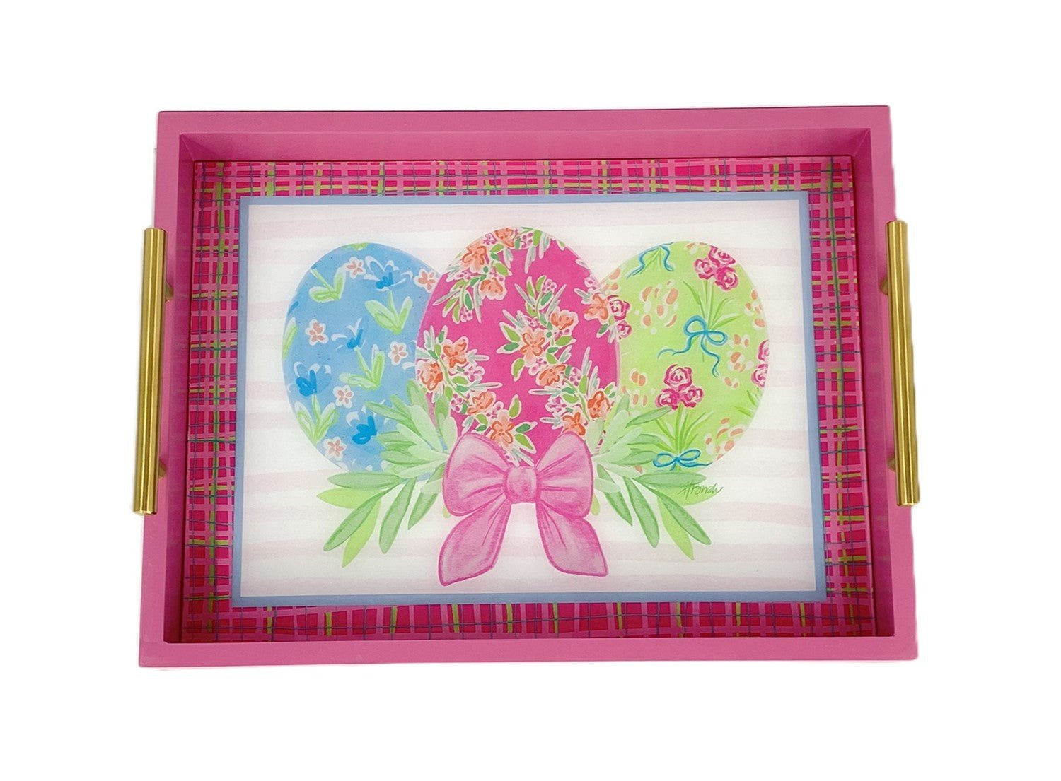 Flowered Eggs with Bow Wooden Serving Tray - Juli's Wearable Art