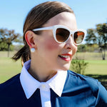 Flynn Golf Ball Stud Earrings in White - Juli's Wearable Art