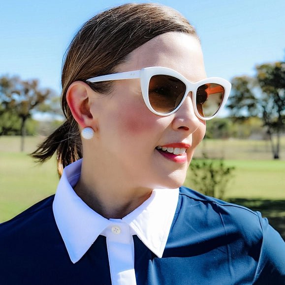 Flynn Golf Ball Stud Earrings in White - Juli's Wearable Art