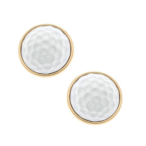 Flynn Golf Ball Stud Earrings in White - Juli's Wearable Art