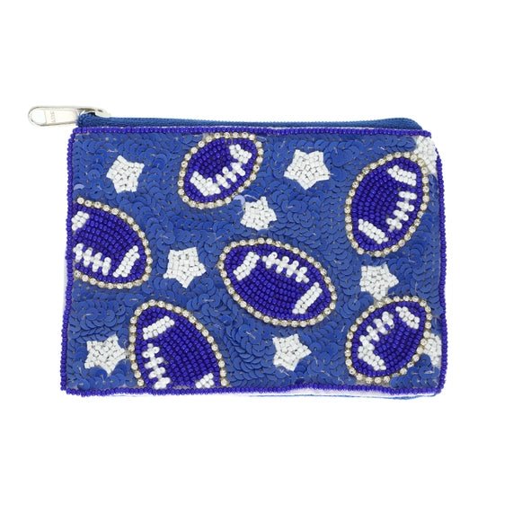 Football Bead Sequin Embroidered Coin Bag - Juli's Wearable Art