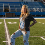 Football + Bow Game Day Mesh Mock Neck Top - Juli's Wearable Art