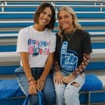 Football + Bow Game Day Mesh Mock Neck Top - Juli's Wearable Art