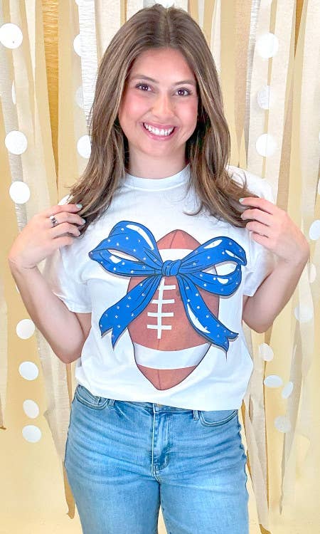 Football Bow Rhinestone Graphic T-Shirt