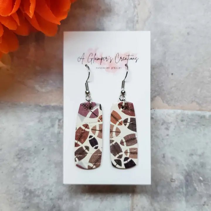 Football Mini Bar Leather Earrings - Juli's Wearable Art