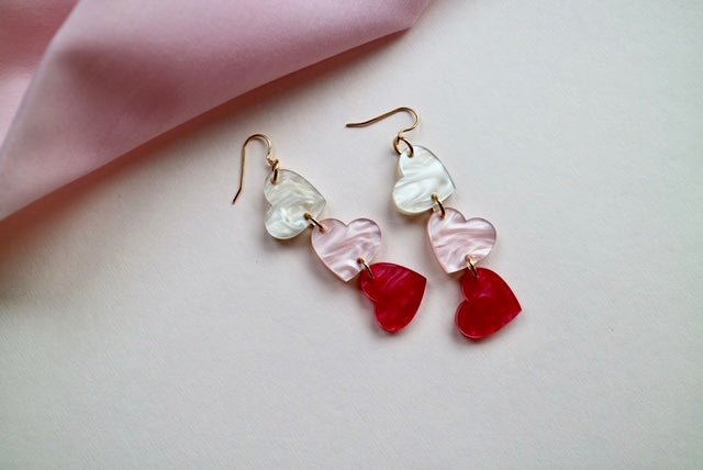 Full of Love Triple Hearts Earrings - Juli's Wearable Art
