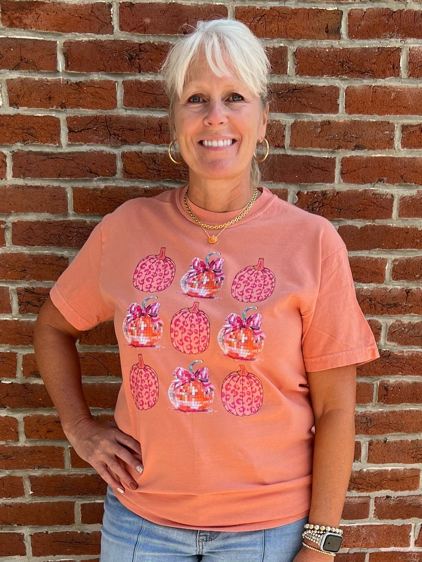 Fun Disco Pumpkin Graphic Orange Tee - Hello Fall!