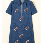 Game Day Football Sequin Quarter-Zip Dress - Juli's Wearable Art