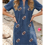 Game Day Football Sequin Quarter-Zip Dress - Juli's Wearable Art