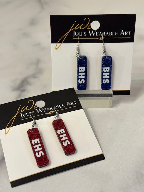 Game Day Local School Stick Earrings - Juli's Wearable Art