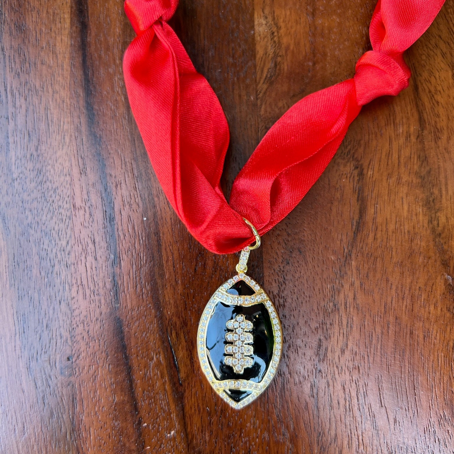 Game Day Scarf Necklaces with Football Charms - Juli's Wearable Art