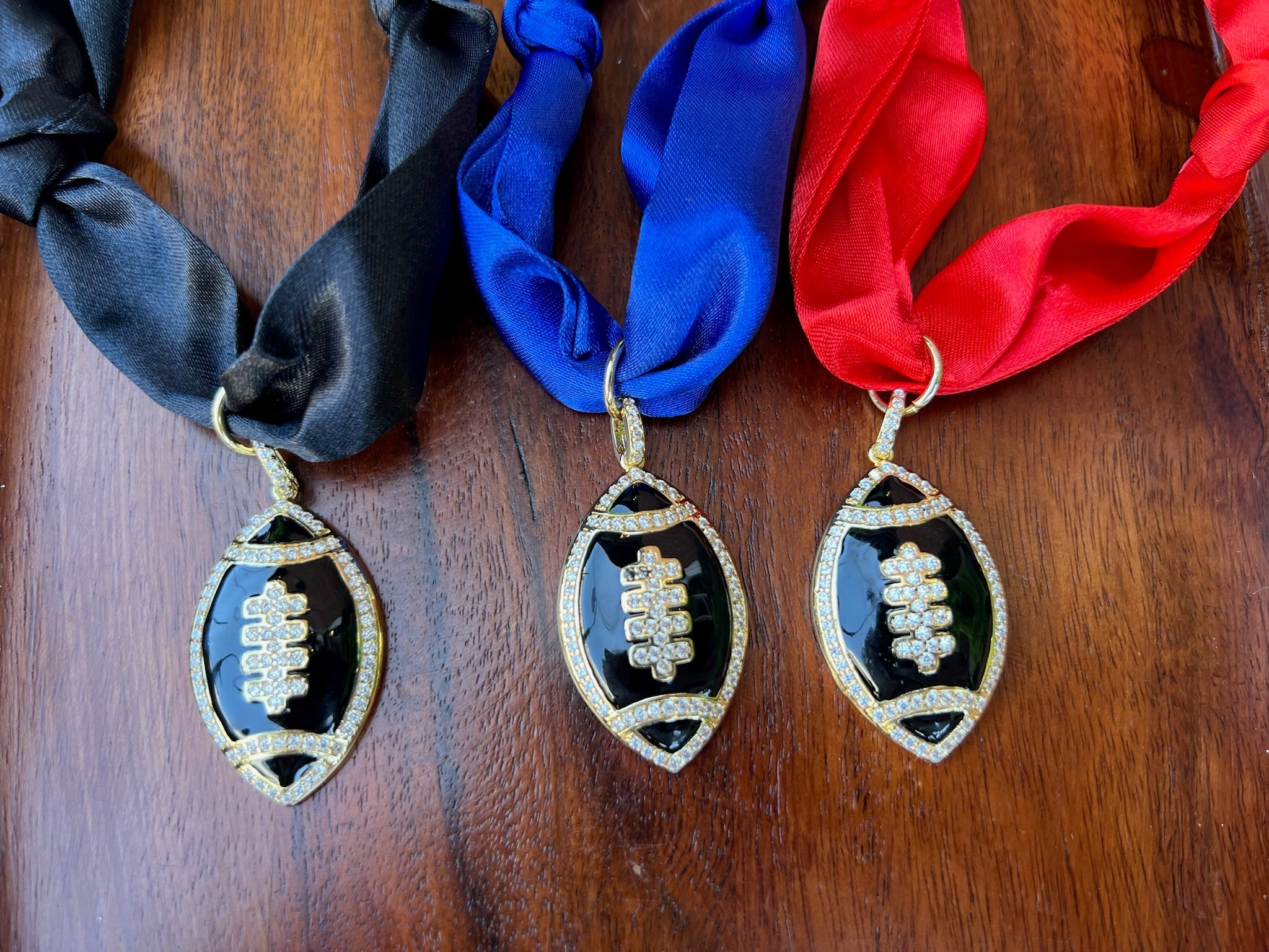Game Day Scarf Necklaces with Football Charms - Juli's Wearable Art