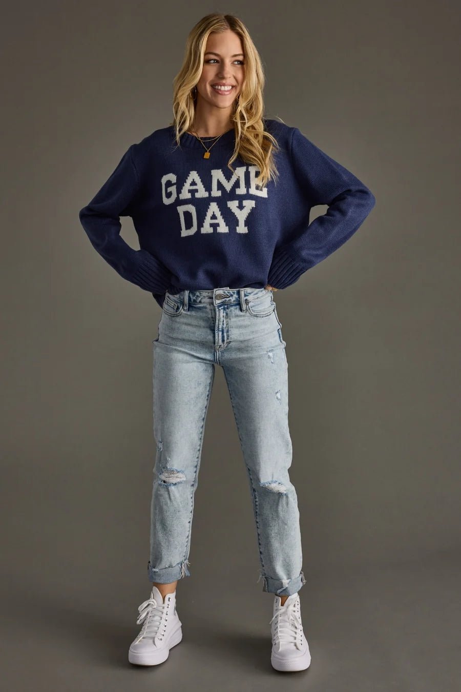 Game Day Sweater | Navy - Juli's Wearable Art