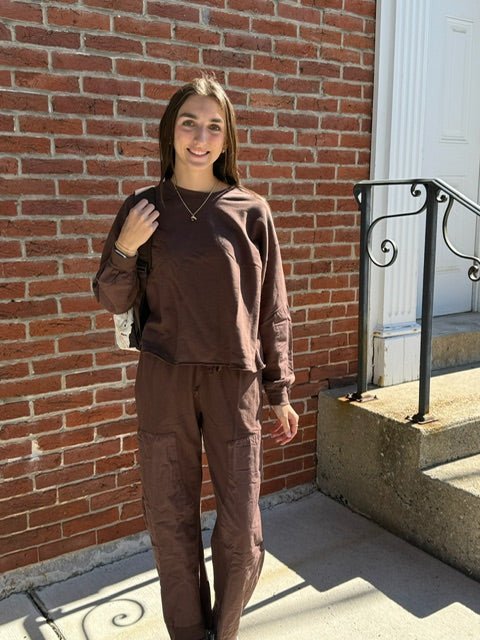 Garment Dyed Patch Drawstring Pants | Espresso