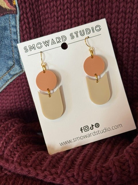Geometric Drop Earrings | Terracotta & Cream